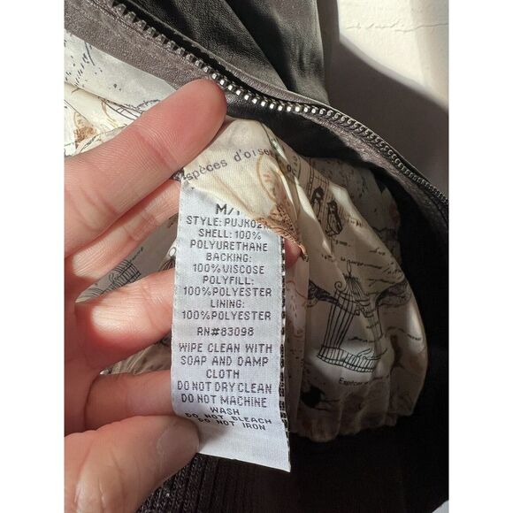 Women's Cavalini Brown Faux‎ Leather Jacket with Quilted Accents Size Medium - Picture 8 of 8